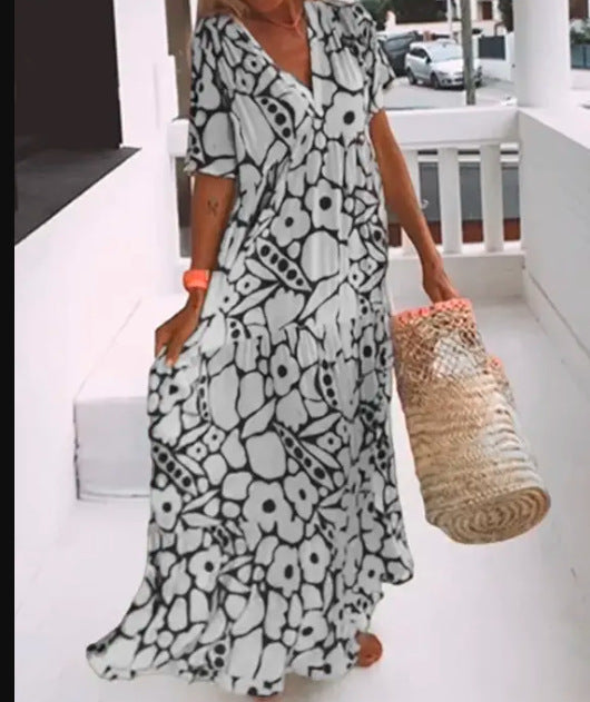 Women's New Dress Summer Printed Sleeve Dresses