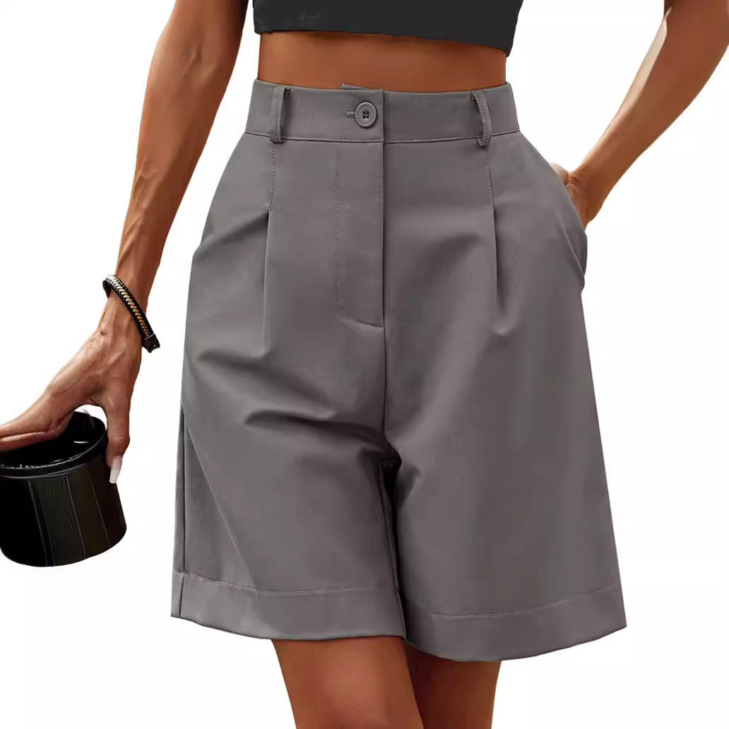 Women's Elastic Waist Wide Leg Knee-length Summer Shorts