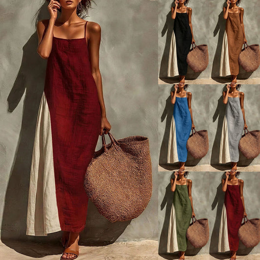 Women's Summer Cotton Linen Versatile Simple Camisole Dress
