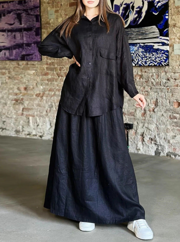 Women's Autumn Retro Lapels Long Sleeve Shirt Suits