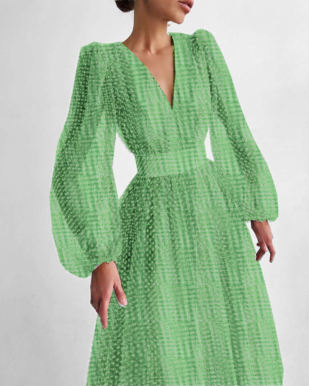 Color Elegant Lady Puff Sleeve Polka Dresses