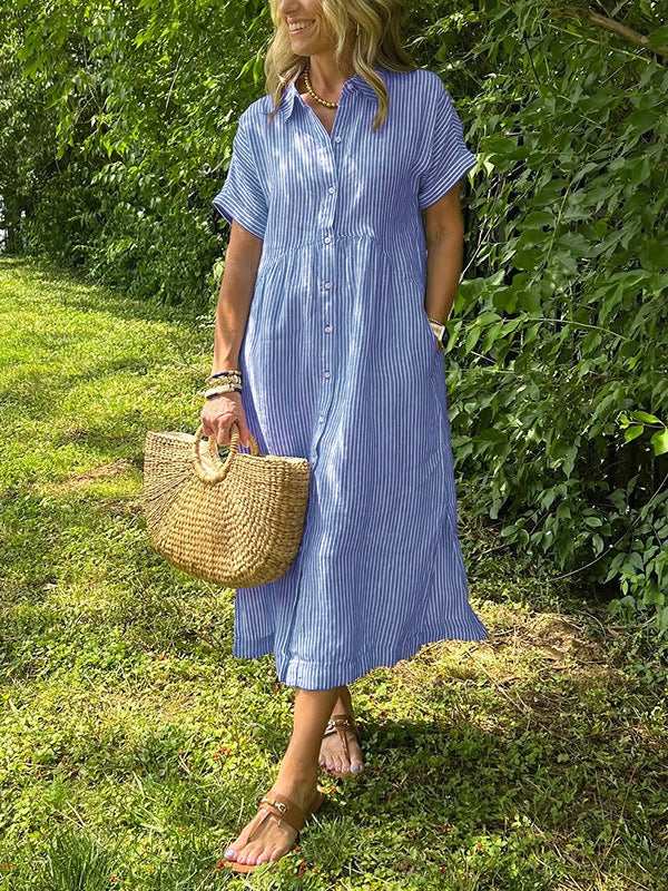 Women's Sleeve Shirt Summer Casual Cotton Linen Skirts