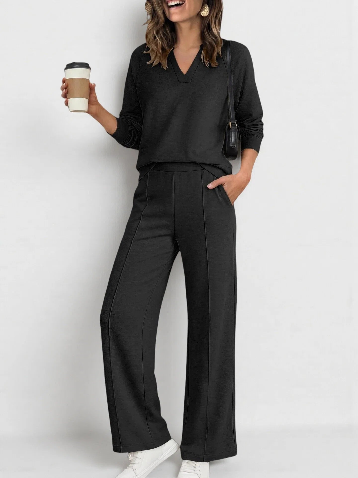 Women's Sportswear Solid Color Long-sleeved Trousers Fashion Casual Suit