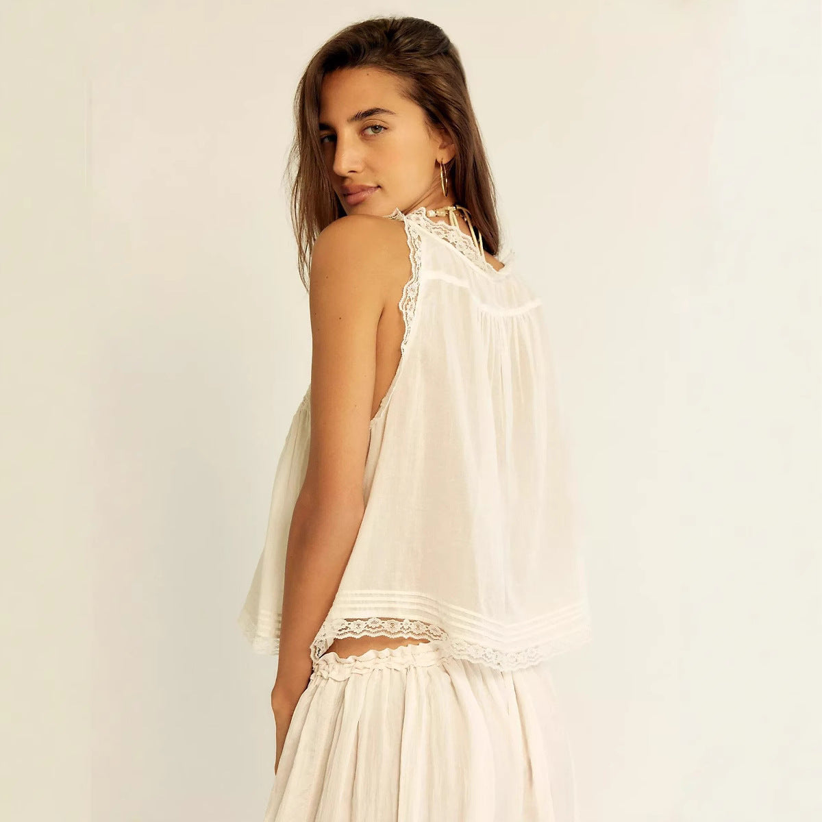 Women's Two-piece Set Stitching Lace Casual Suits