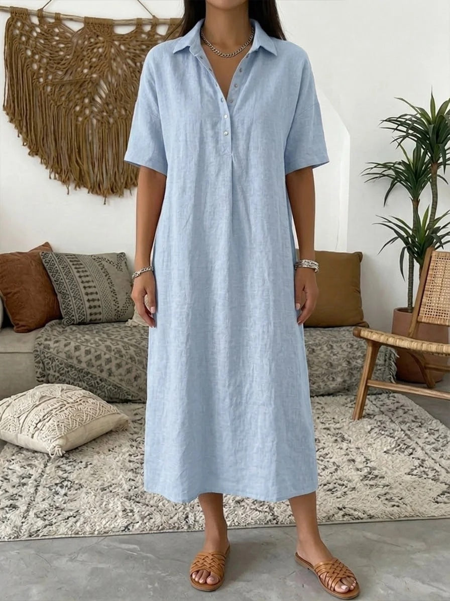 Women's Casual Comfortable Collar Linen Sleeve Shorts