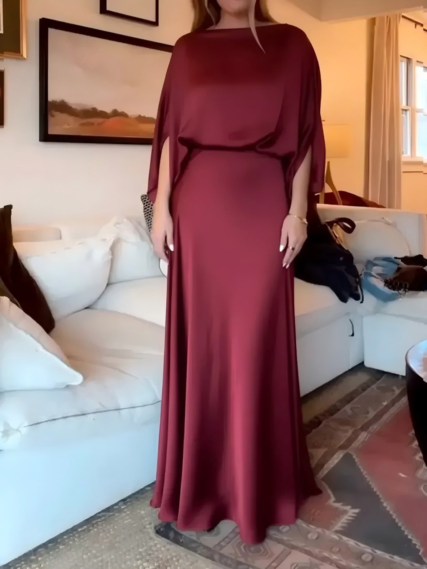 Women's Elegant Sexy Solid Color Satin Fashion Dress
