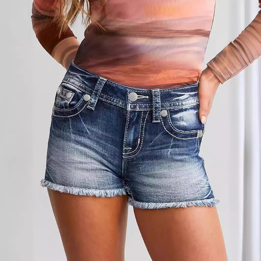 Women's Stretch Ripped Washed Denim For Jeans
