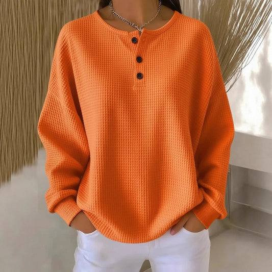 Fashion Round Neck Waffle Solid Color Women's Sweater