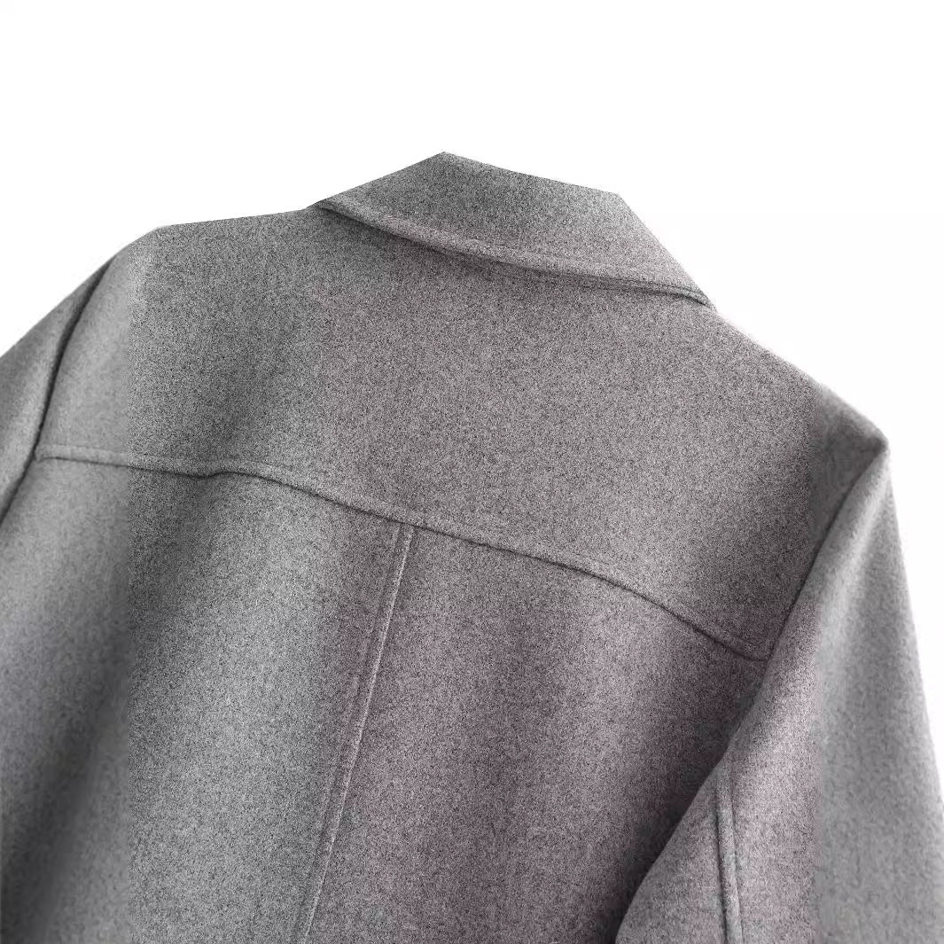 Women's Lapel Classic Style Single-breasted Soft Metal Coats