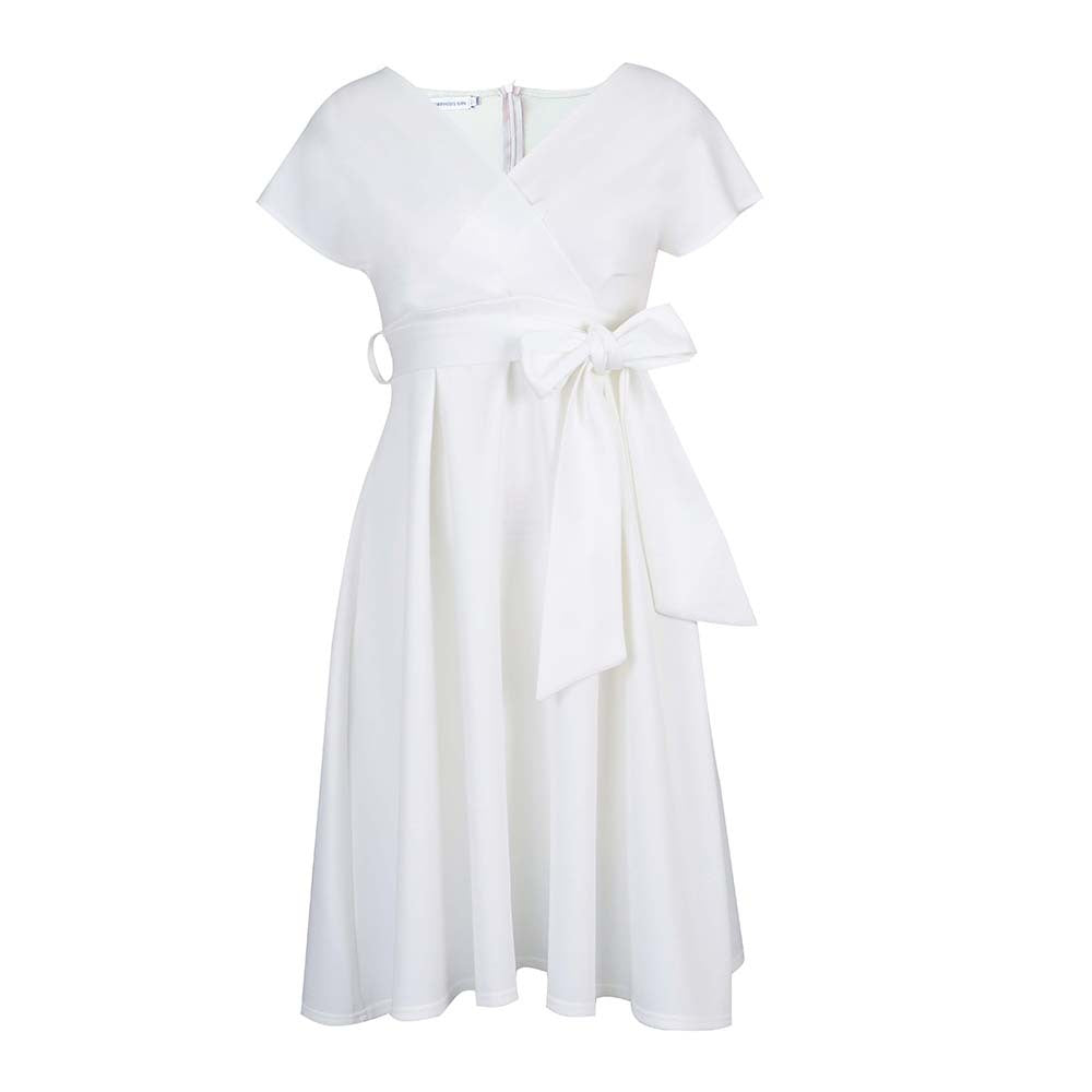 Color Waist Tight Bow Bandage Large Dress