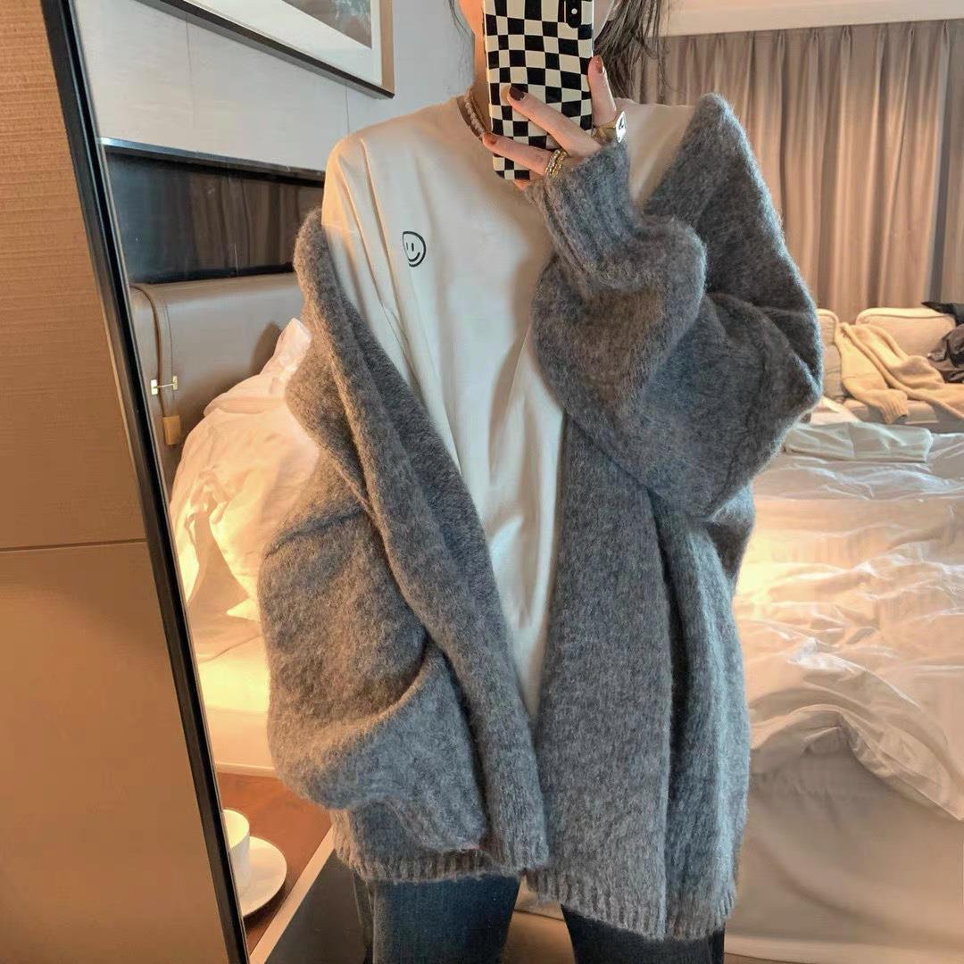 Knitted Retro Gentle Collar Casual Lazy Loose Outer Wear Sweater
