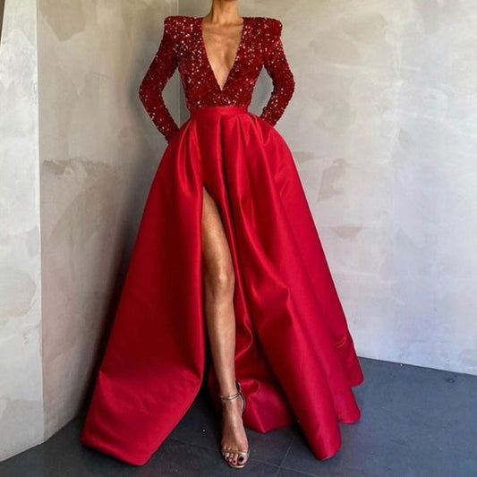 Women's Sequined Large Swing Sexy Dress Trailing Wedding Dresses
