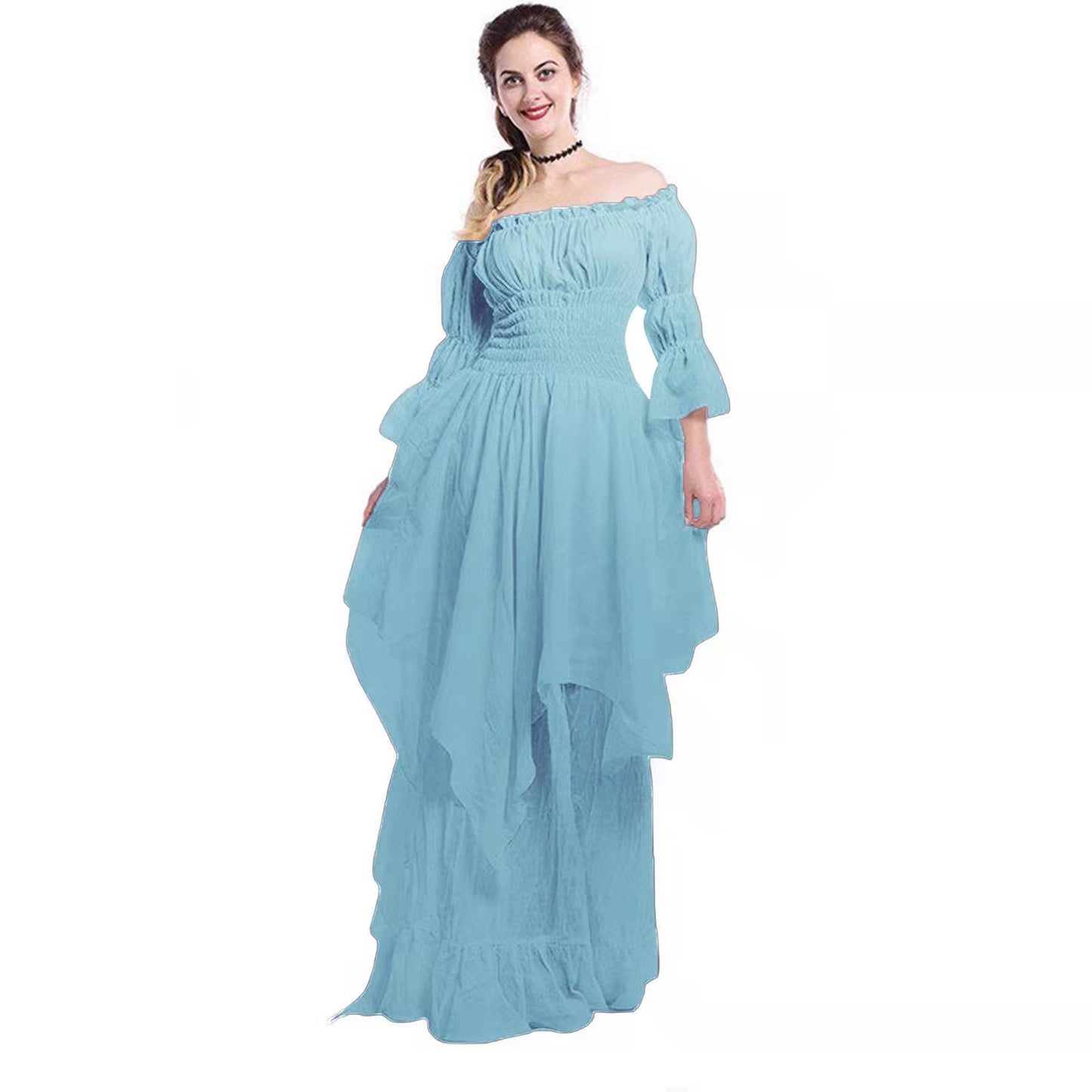 Lace Bell Sleeve Dress Vintage Gothic Gown Dresses