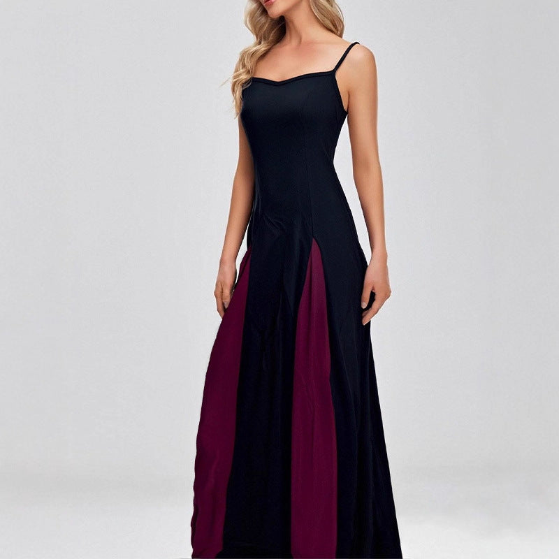 Women's Temperament Camisole Contrast Color Loose Big Hem Dress