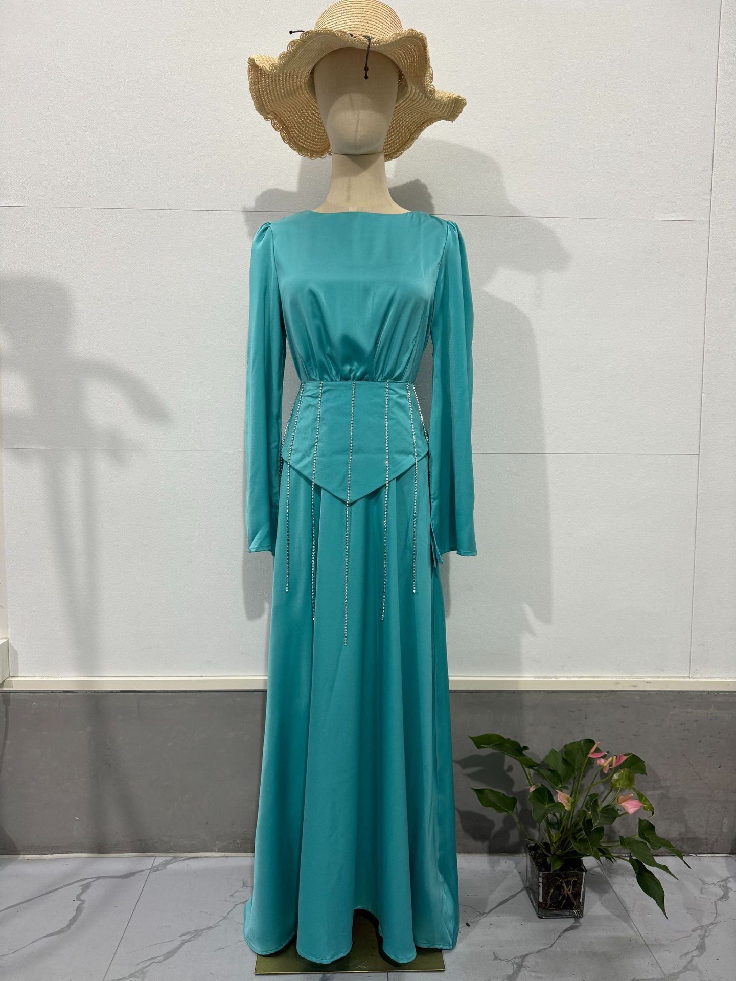Autumn Diamond Slimming Flared Sleeves Large Dresses