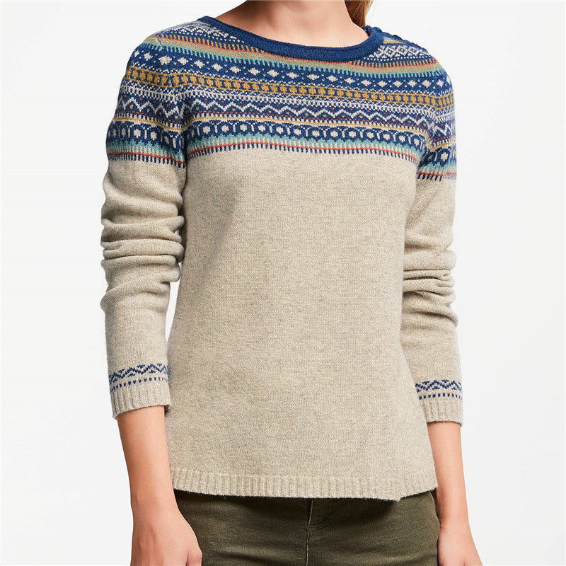Women's Round Neck Multicolor Loose Fashion Pullover Sweater