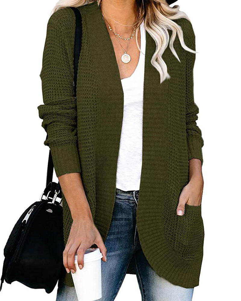 Women's Clothes Curved Placket Large Pocket Special Sweater