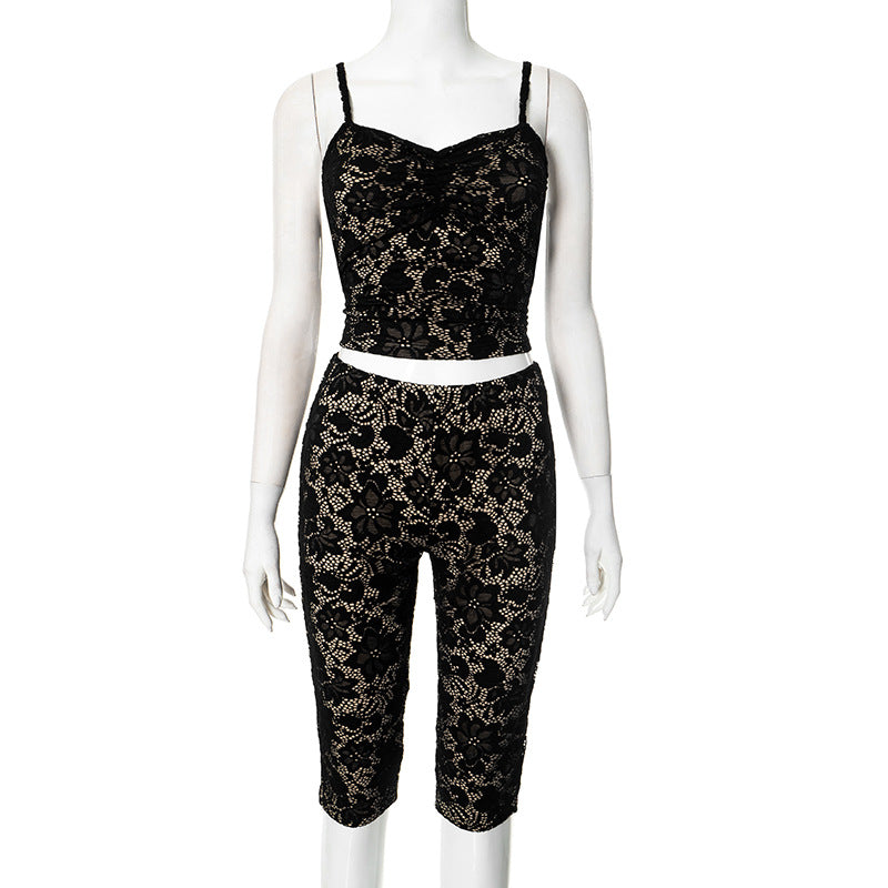 Women's Sexy Lace Sling Casual Two-piece Suits