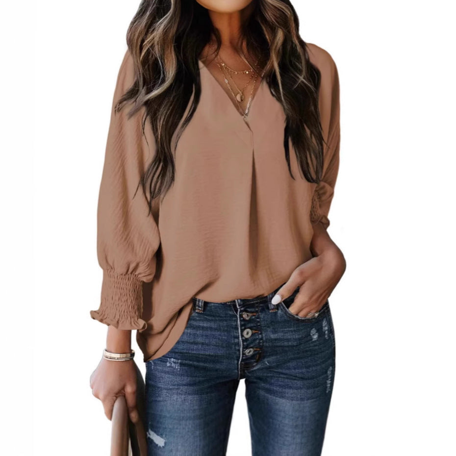 Women's Casual Long Sleeve Loose Shirt T-shirt Blouses