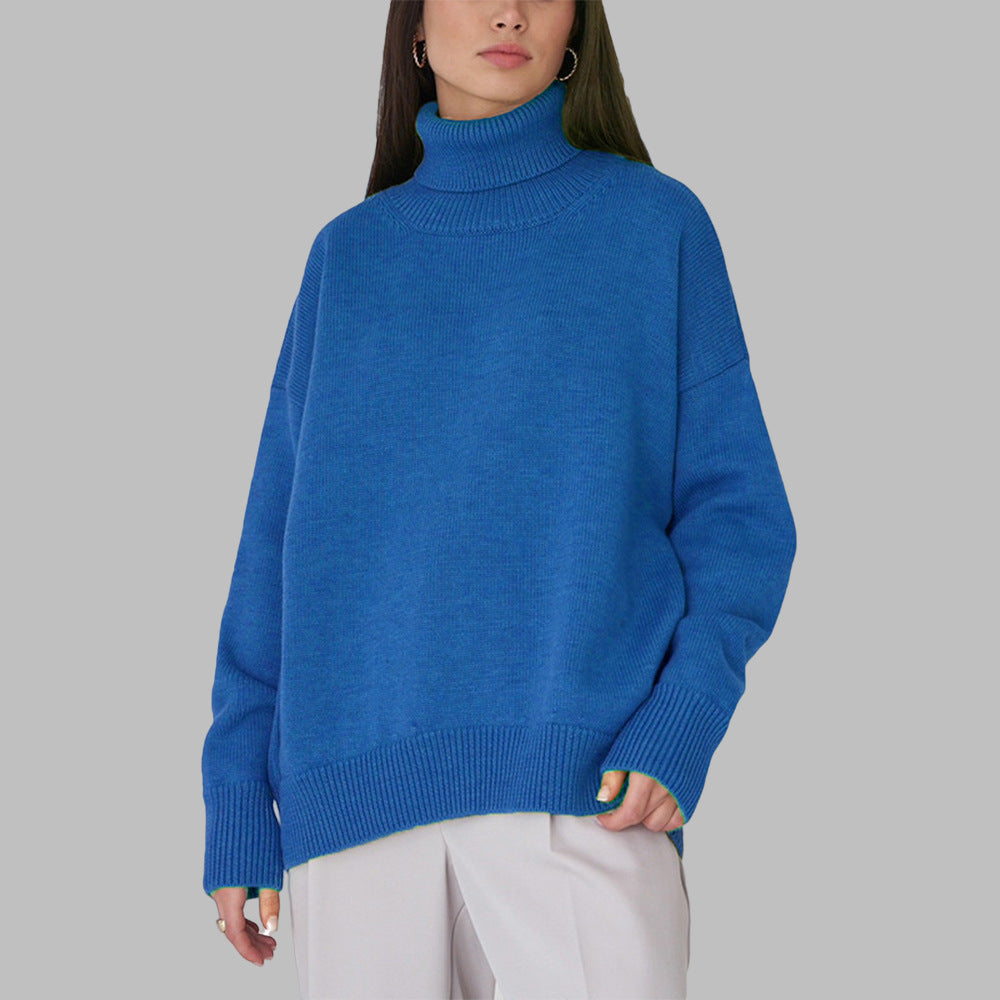Women's Solid Color Turtleneck Loose Versatile Classic Sweaters