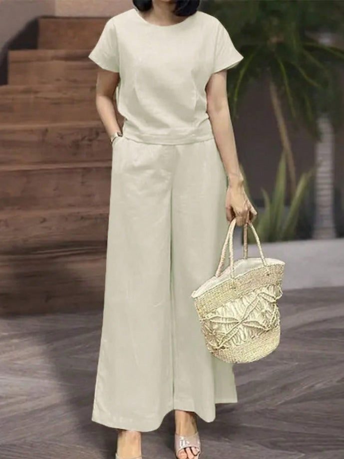 Women's Summer Two-piece Solid Color Loose Label Fashion Casual Suit