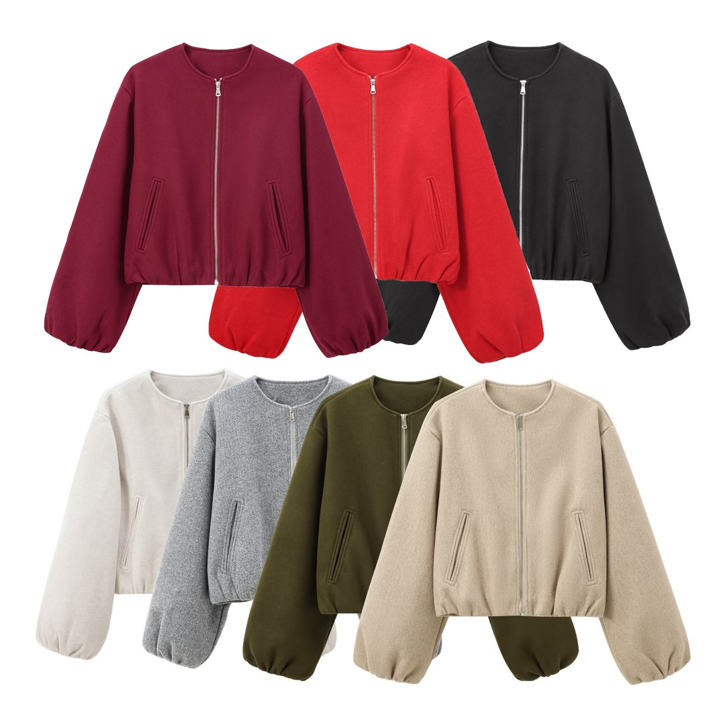 Women's Spring Soft Pilot Round Neck Zipper Jackets