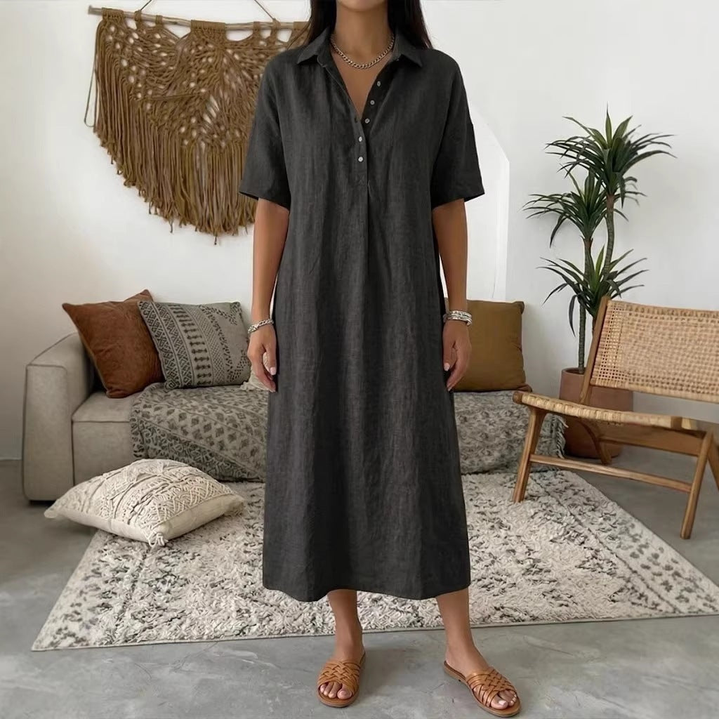 Women's Casual Comfortable Collar Linen Sleeve Shorts