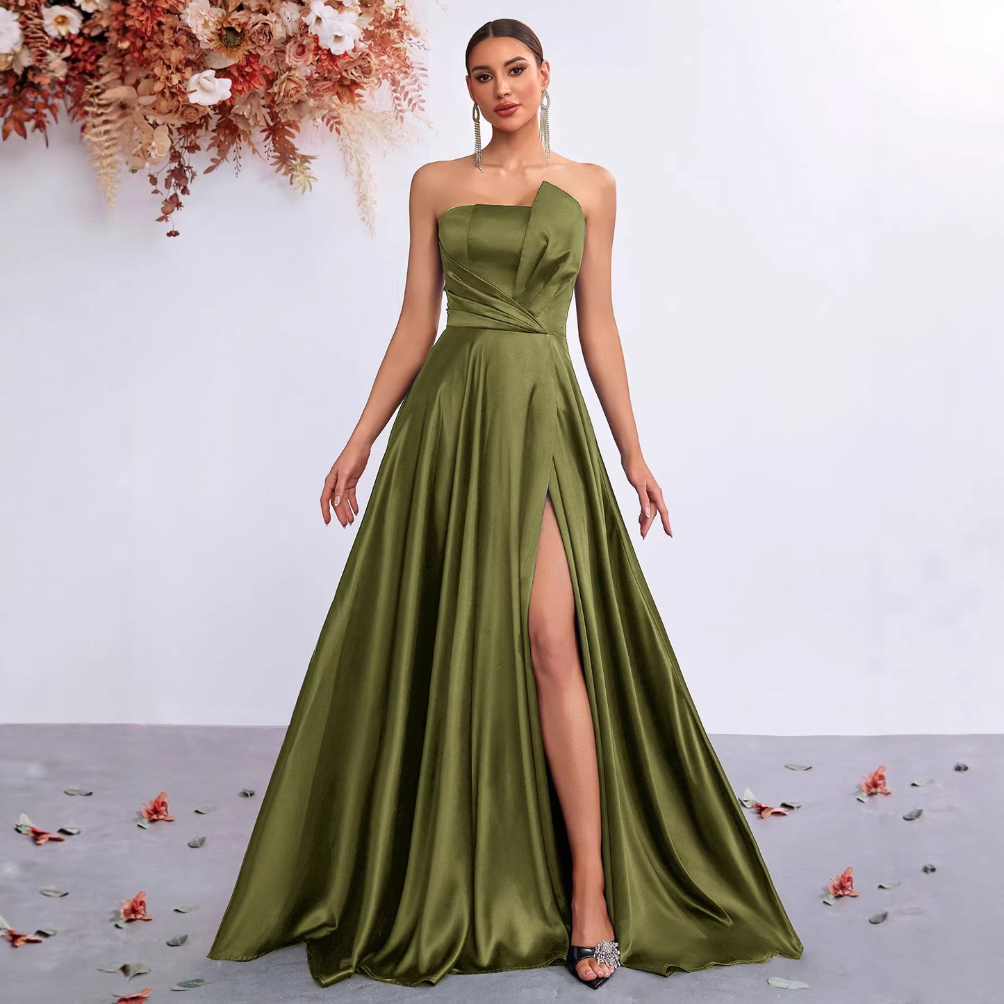 Sexy Tube Elegant Waist Slit High-grade Banquet Tops
