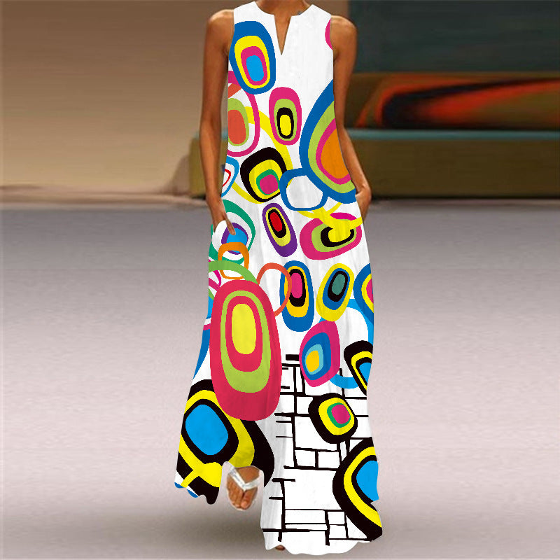Women's Summer Sleeveless Dress Printed Emerald Dresses