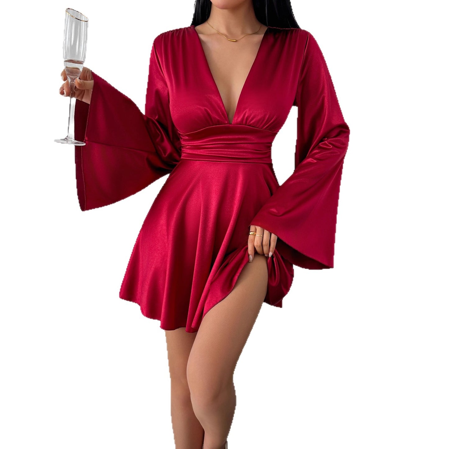 Women's Party Elegant Solid Color Long Sleeve Dress