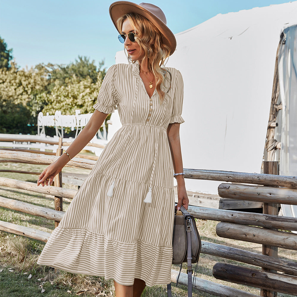 Women's Design Fashion Wear Dress Summer Striped Dresses
