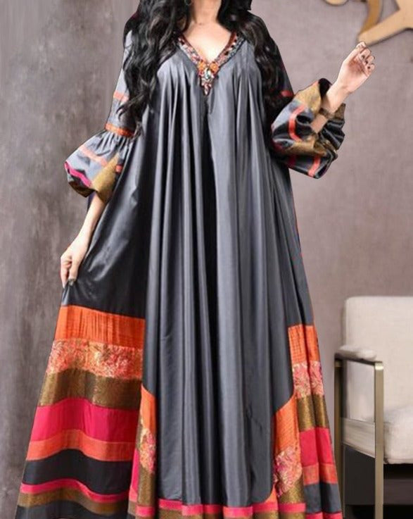 Women's Digital Printing Loose Dress Robe Dresses