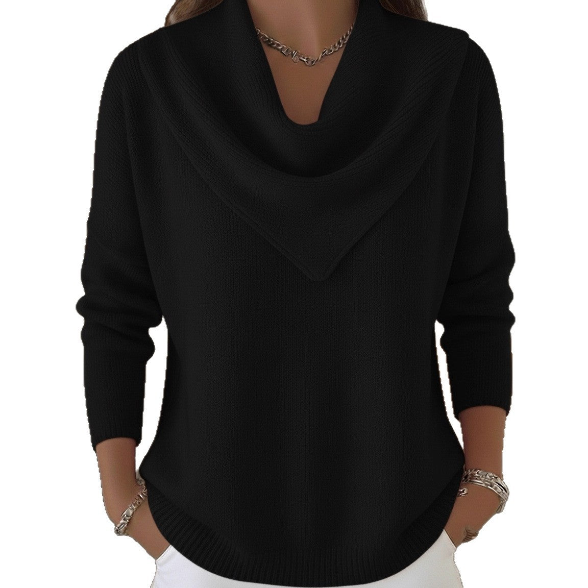 Slouchy Versatile Women's Solid Color Long-sleeved Sweater