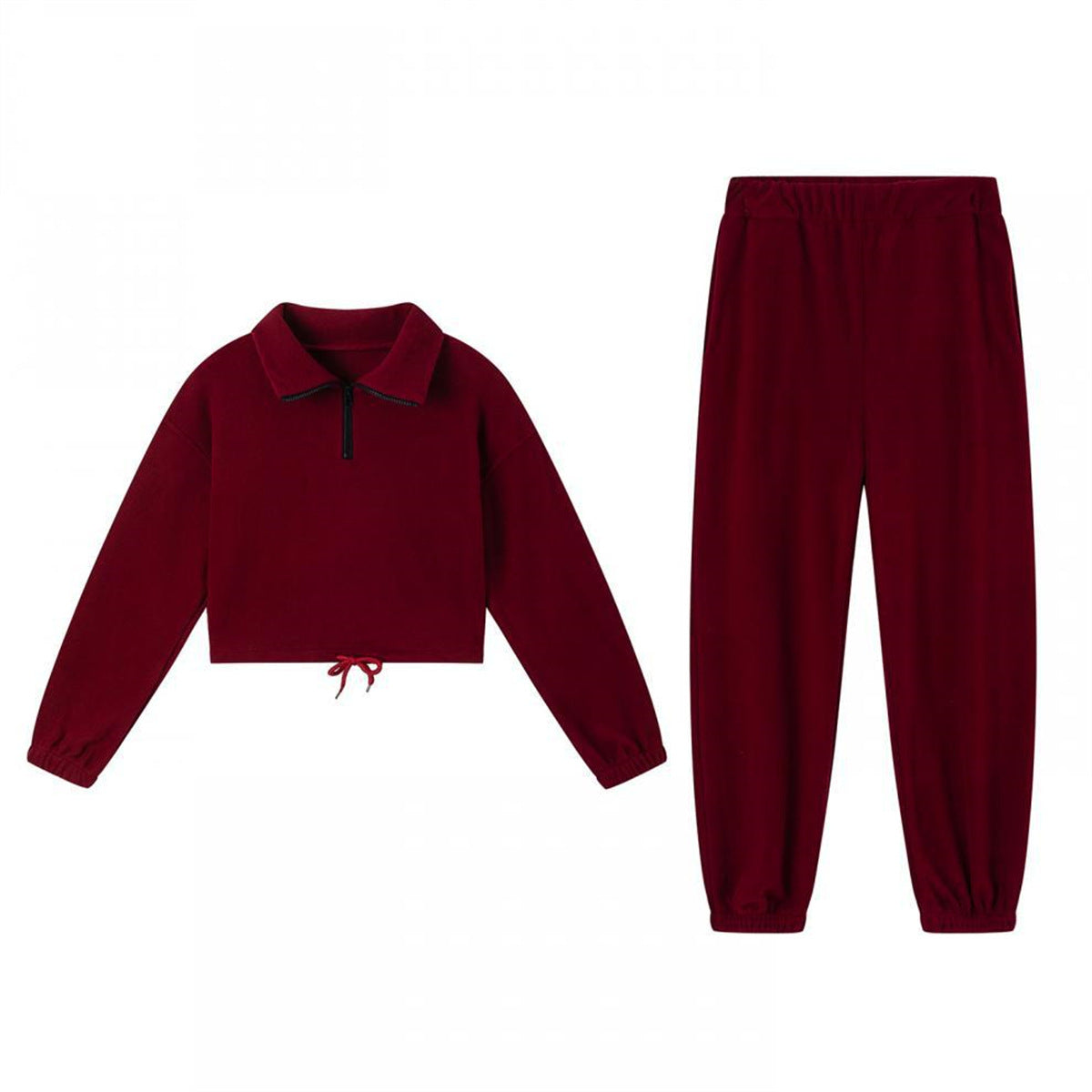 Women's Solid Color Loose Zip Stand Collar Fashion Casual Suit
