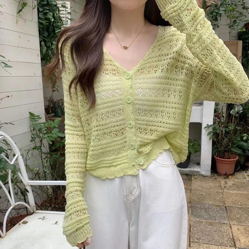 Women's Summer Solid Color Thin Hollow Shawl Women's Sweater