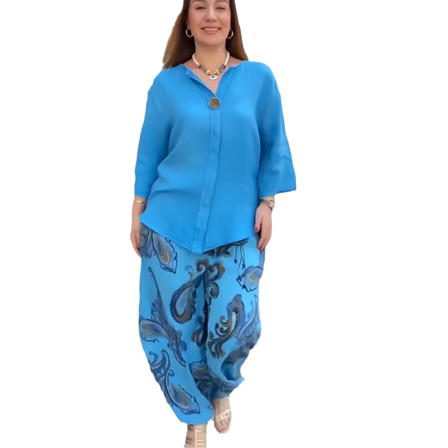 Women's Fashion Loose Cotton Linen Long-sleeved Casual Suits