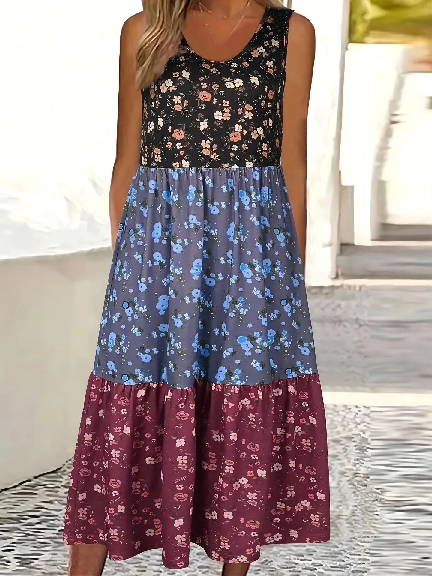 Women's Digital Printed Midi Loose Casual Dress