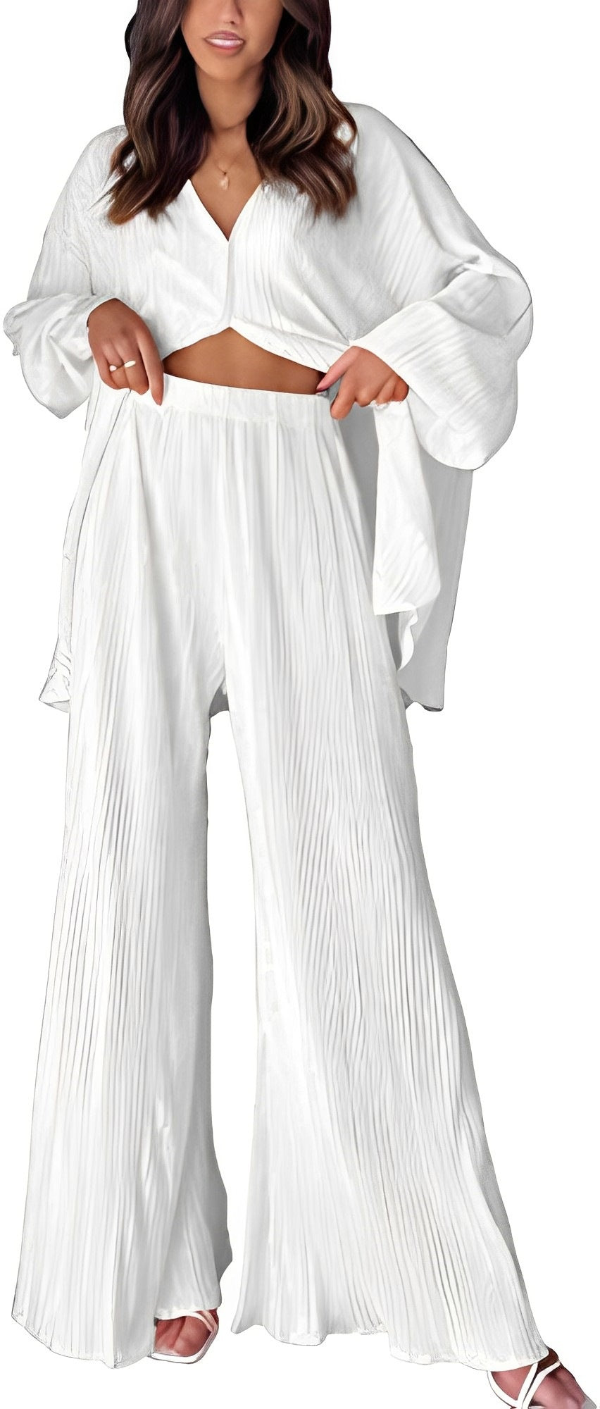 Women's Autumn Pleated Bell-bottom Single-breasted Home Wear Suits