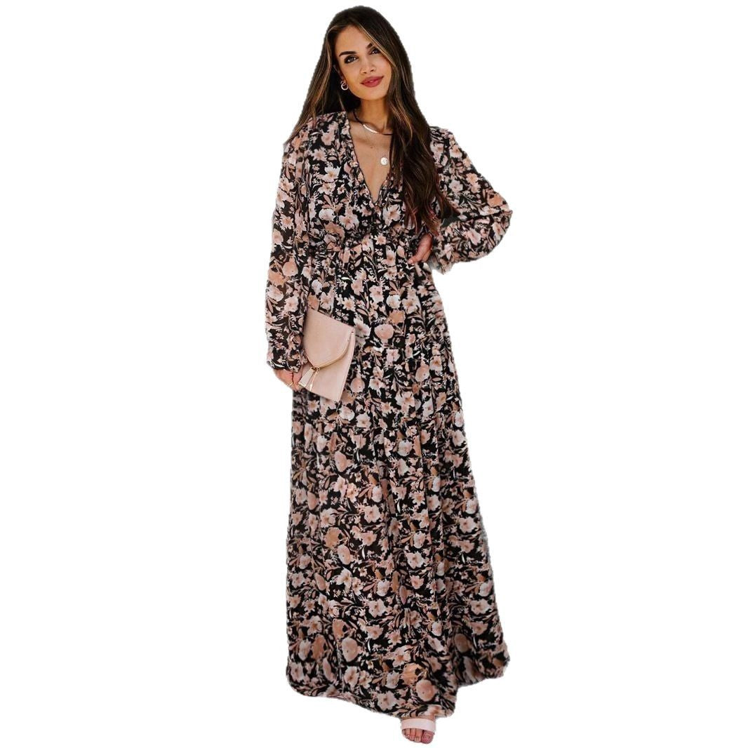 Women's Long Sleeve Fashion Print Fairy Elegant Dresses