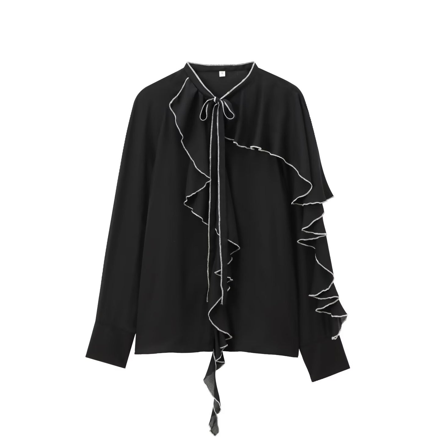 Women's Autumn Laminated Bow Collar Shirt Blouses