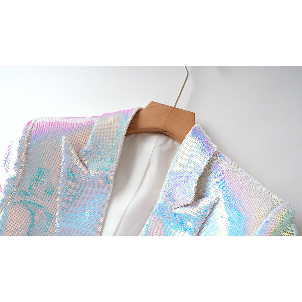 Versatile Classic Slouchy Sequins Mid-length Colorful Suits
