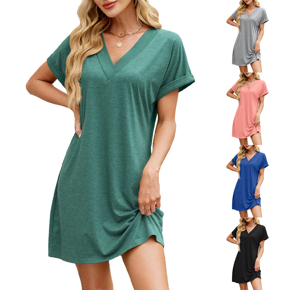 Creative Solid Color Loose Sleeve Casual Dress