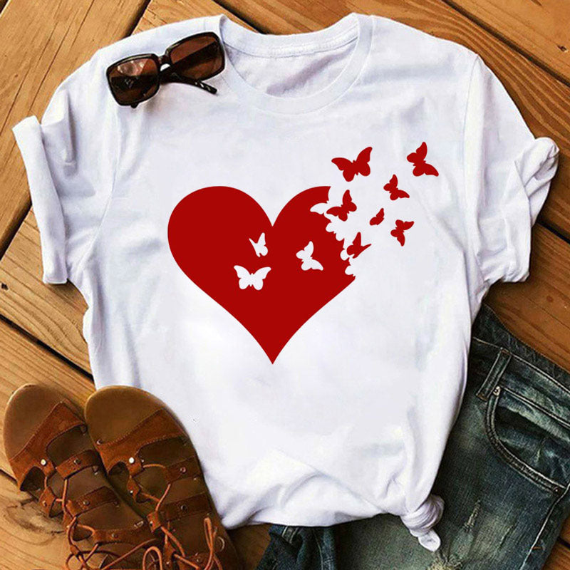 Women's Sleeve T-shirt Love Series Korean Style Blouses