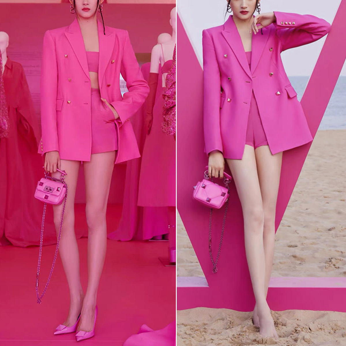 Women's Elegant Graceful Fashionable Suspender Three-piece Suits
