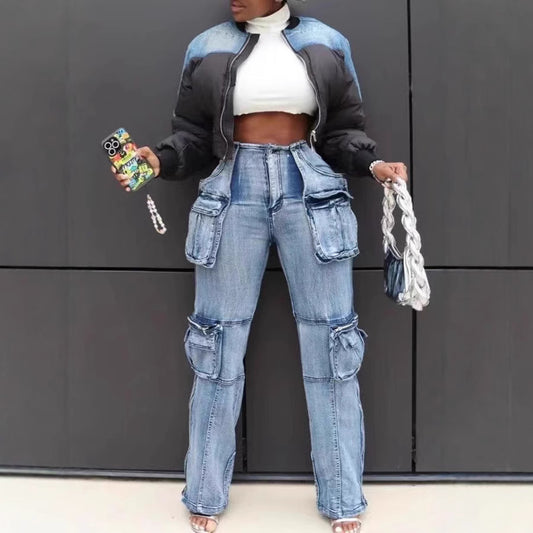 Charming Creative Fashion Casual Patchwork Trousers Jeans