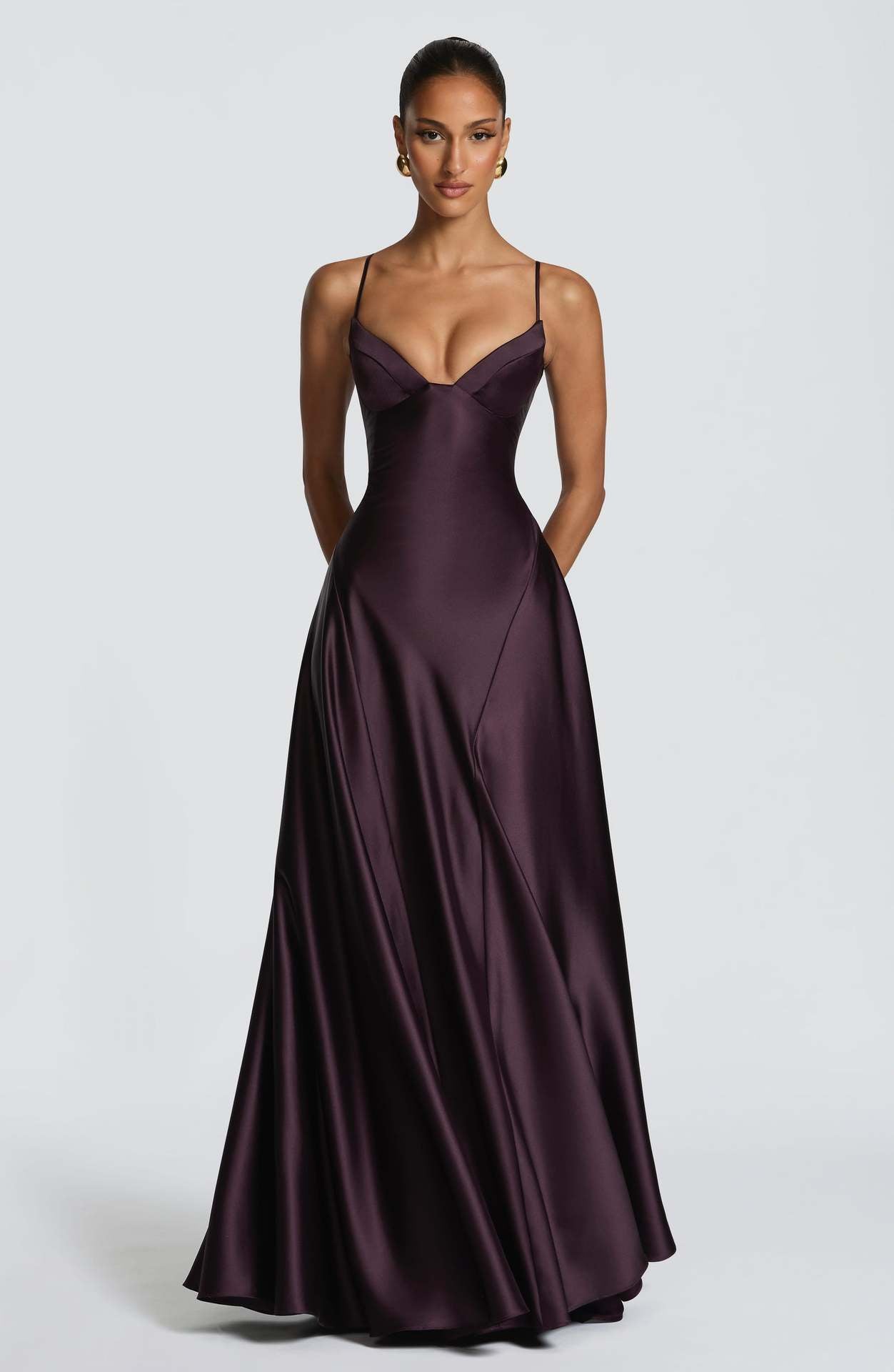 Women's Style Sexy Deep V Large Hem Satin Clothing