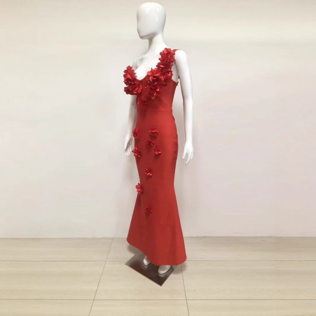 Red Tube Dress Flower Sexy Style Dresses