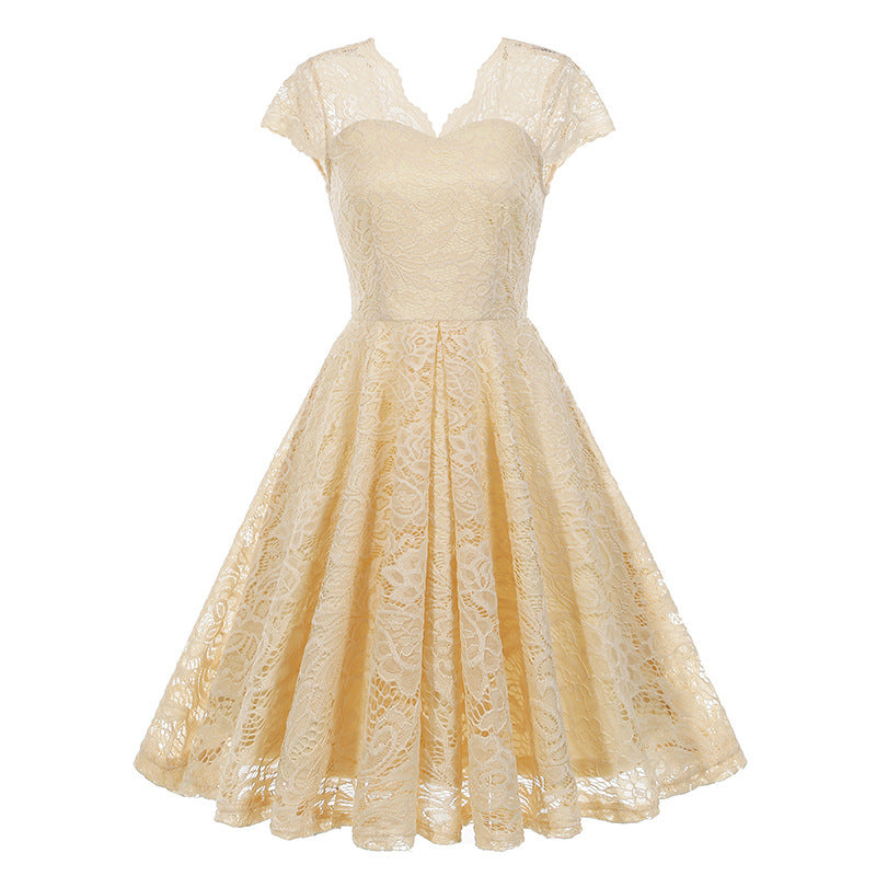 Women's Lace Sleeveless Dress Hepburn Vintage Dresses