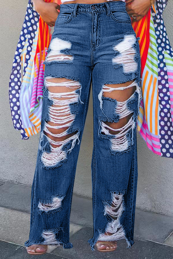 Versatile Durable Sexy Fashion Burnt Ripped Jeans