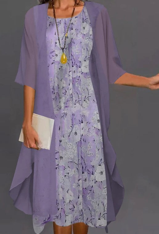 Summer Printed Long Sleeve Loose Two-piece Dresses
